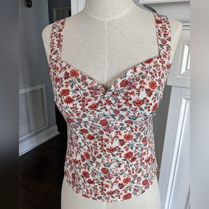 Abercrombie Floral Tank Top Sweetheart Neckline, Adjustable Straps, Size Small